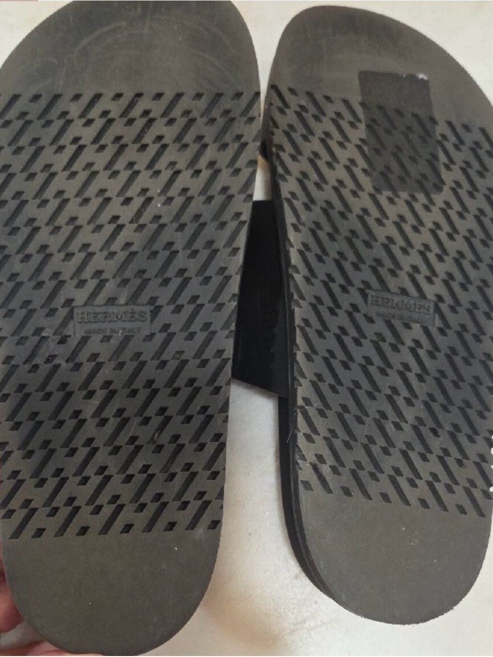 Hermes Black Leather H-Cut Slide Sandals - Picture 4 of 5
